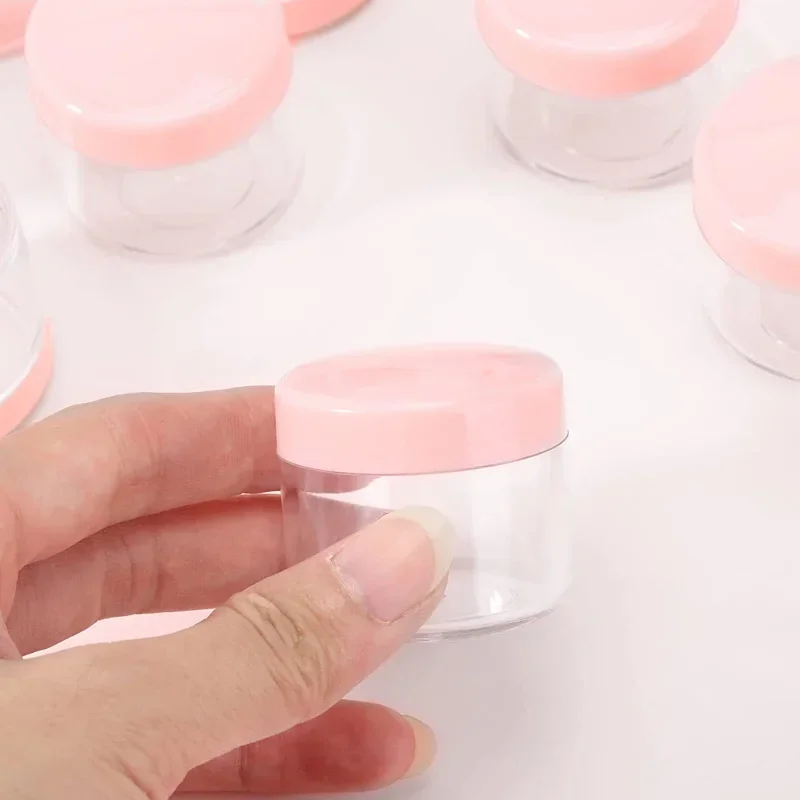 30PCS Cosmetics Jar Box Makeup Cream Nail Art Cosmetic Bead Storage Pot Container Round Bottle Portable Plastic Pink Case