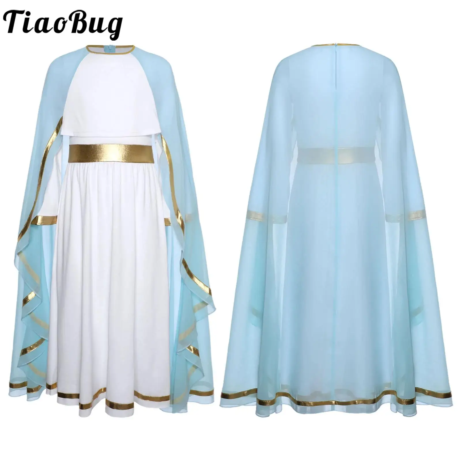 

Girls Athena Costume Greek Princess Dress Ancient Greece Roman Toga Robe with Cape Dresses Halloween Carnival Cosplay Costumes