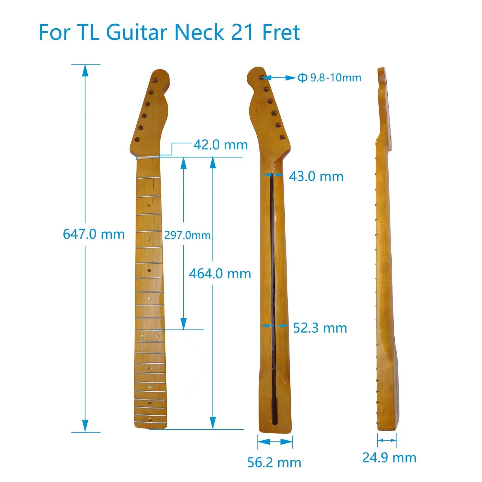 TL Electric Guitar Neck Glossy Yellow Canada Maple 21 Frets for TL Electric Guitar Replacement Parts