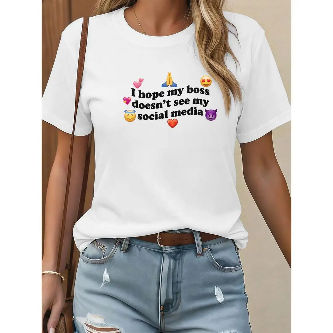 

Funny Office T-Shirt "I Hope My Boss Doesn't See My Social Media" Graphic Tee Women Men Coworker Gift Cotton Top