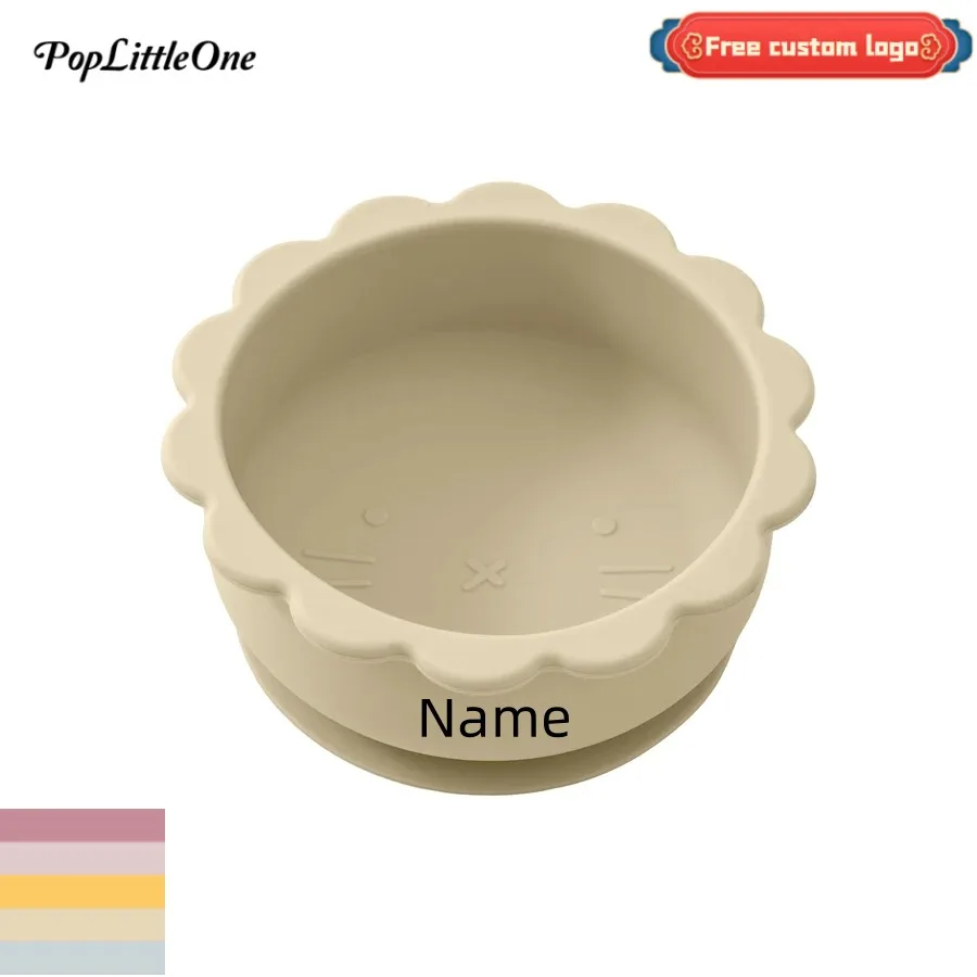 

Free Customized Name 1PC Baby Silicone Feeding Bowl Cute Baby Sucker Bowl Solid Color Dishes Plate BPA Free Children's Tableware