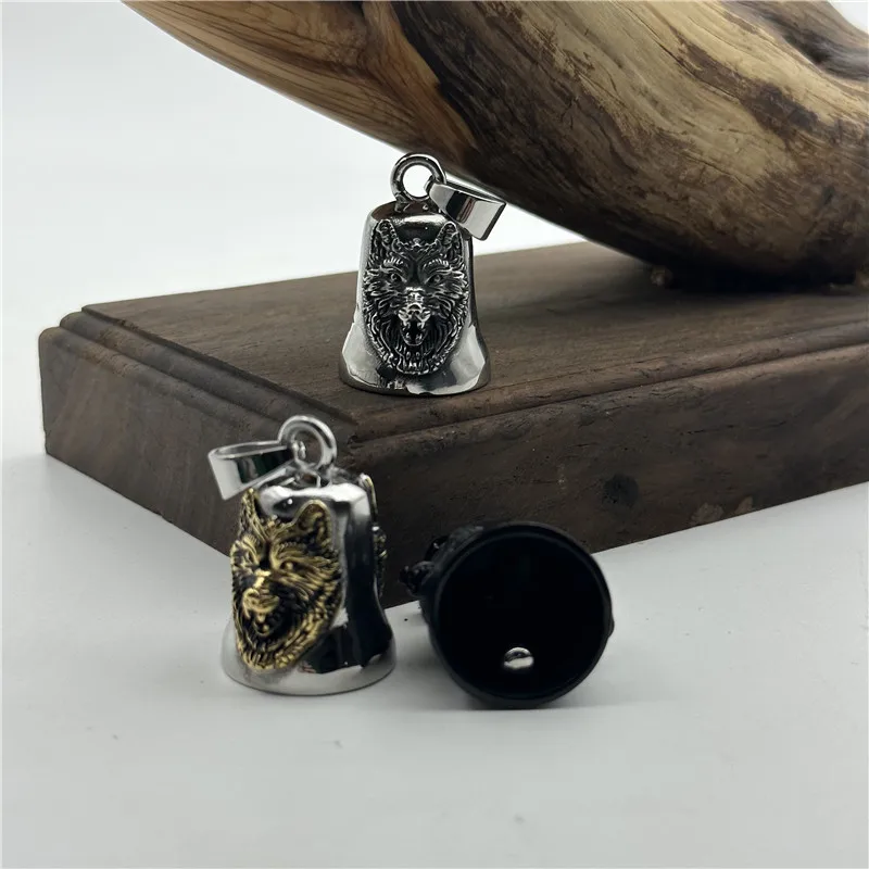 Vikings Wolf Necklace 316L Stainless Steel Jewelry Punk Biker Polishing Bell Man Pendant