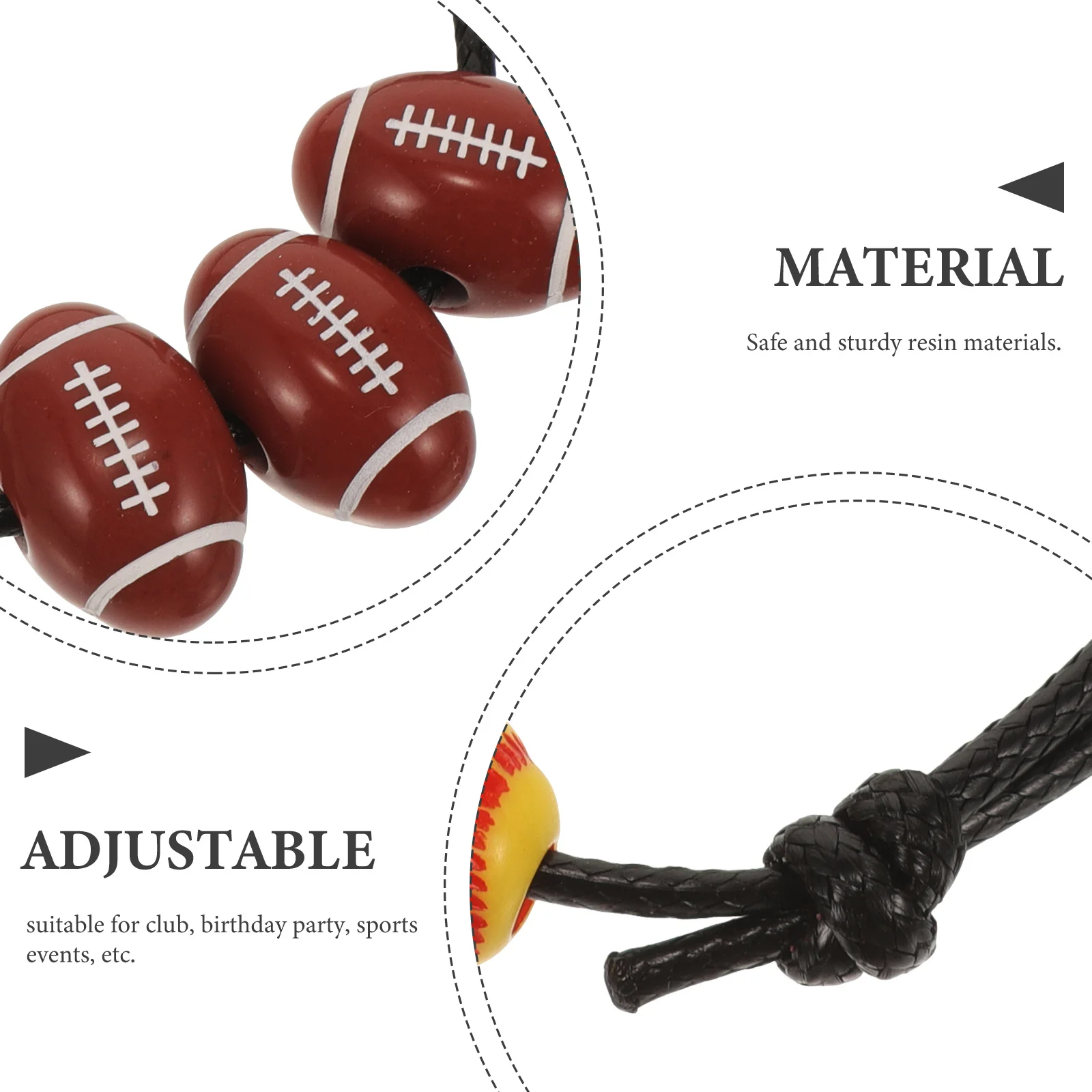 

8Pcs Sports Bracelet Adjustable Ball Charm Bracelets Chic Wear-Resist Wristband Sports Team Jewelry Ball Charm Bracelets