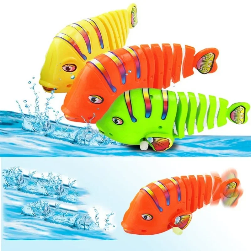 Plastic Wind-Up Wiggle Fish Toys Cartoon Clockwork Fish Toys Newborn Spring Fish Children's Toys Clockwork Swing Fish Toys