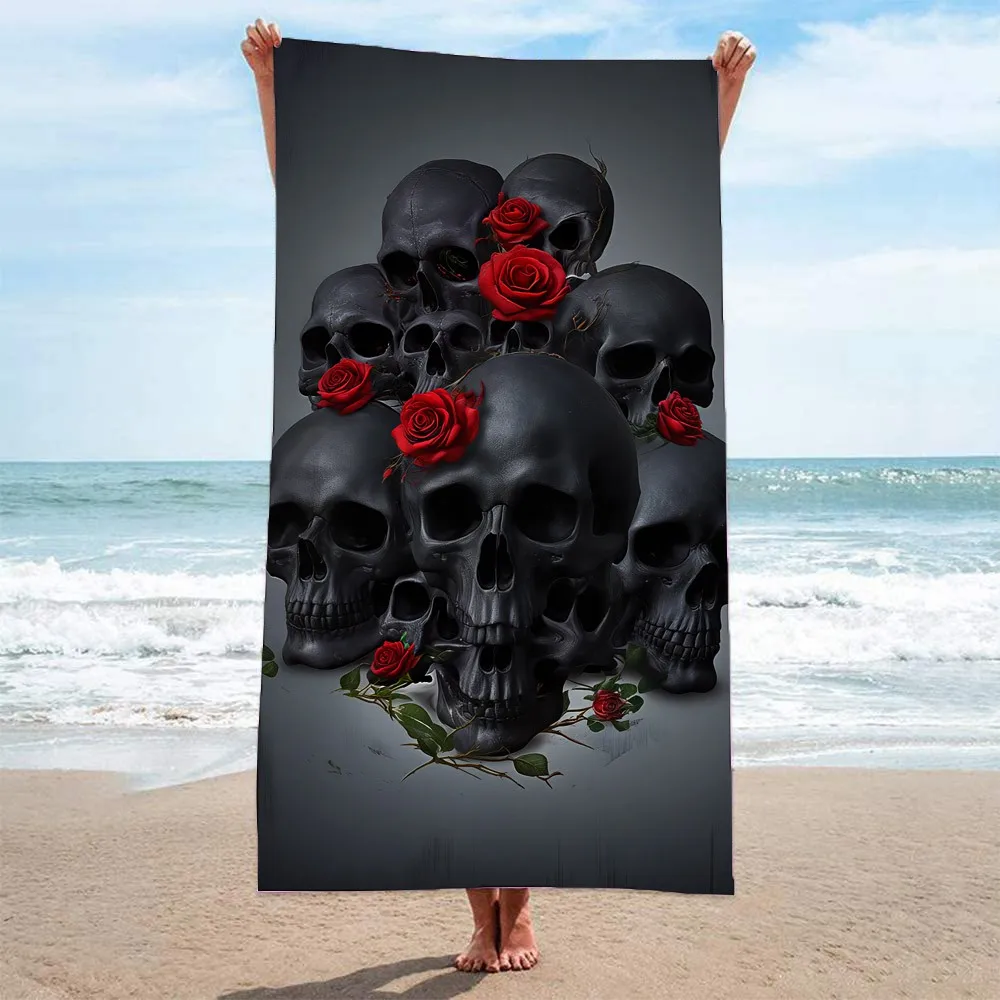 

Sugar Skull Rose Flower Large Beach Towel,sauna,surf,Pool Swim,Gym Sports,Wholesale,Holiday Christmas Gift,Free Shipping
