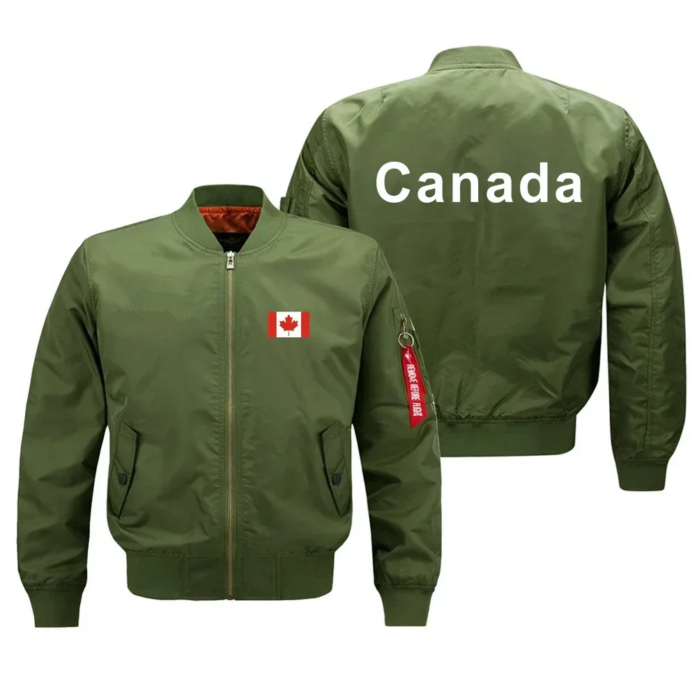 Chaqueta Bomber MA1 Militar Canadiense Divertida para Hombre, Cortavientos para Exteriores, Abrigo de Béisbol para Hombre