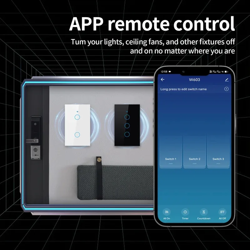 Interruptor de Parede Inteligente Tuya US WiFi ou Zigbee 1/2/3/4 Gang Sensor de Toque com Fio Interruptores de Luz LED Casa Inteligente Alexa Google Home