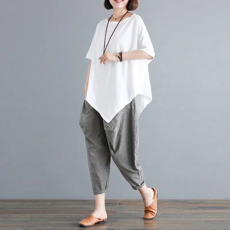 Neues Damen Sommer Zweiteiler-Set, Lässiges Fledermausärmel-Haremshosen-Set, Schlankmachendes Sportoutfit für Damen