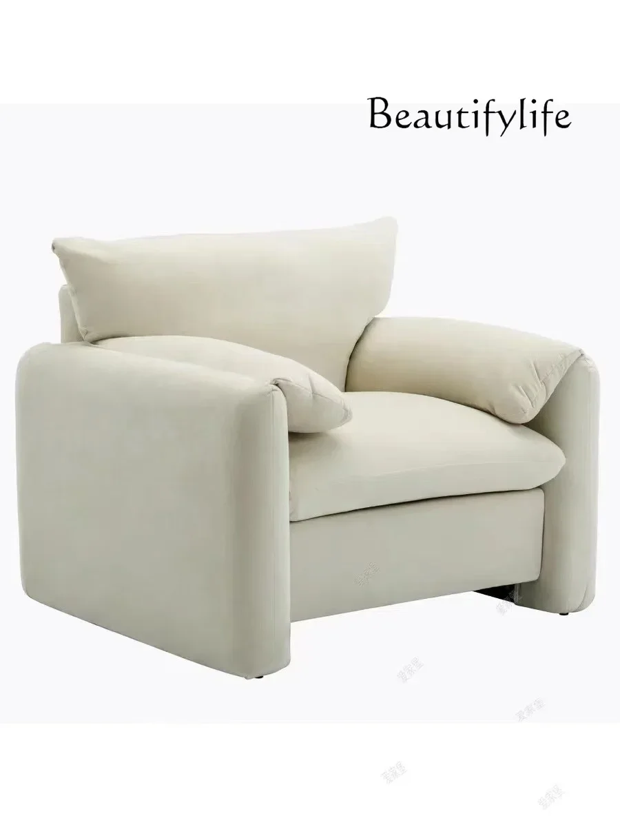 

apartment cream wind orange flannel sofa chair Italian living room single fabric sofa simple size