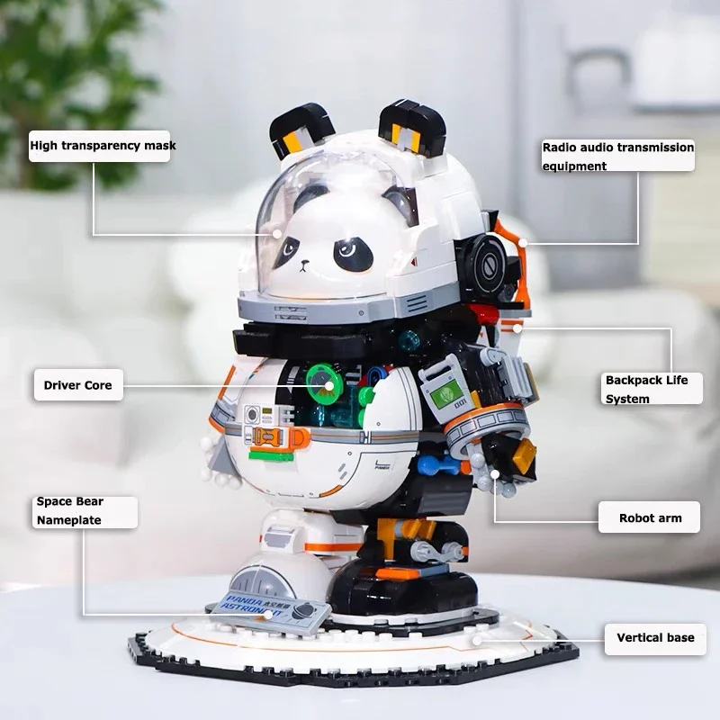 New Wekki Building Blocks Cartoon Anime  Space Panda Mechanical Cat Desk Decoration Model Puzzle Games Children's Toys Girl Gift