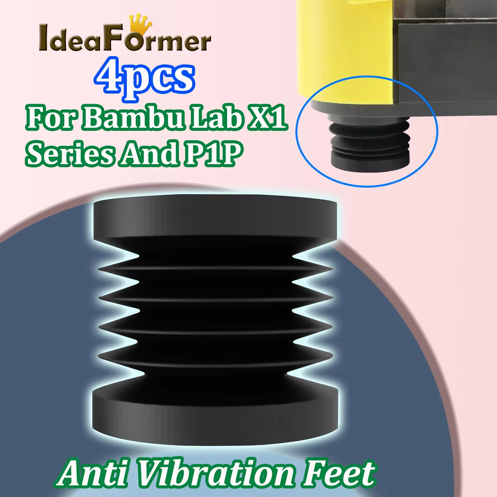 

4 шт. антивибрационные ножки для Bambu Lab x1 серии и P1P, универсальные резиновые ножки для уменьшения принтера, буферная накладка, детали 3D-принтера