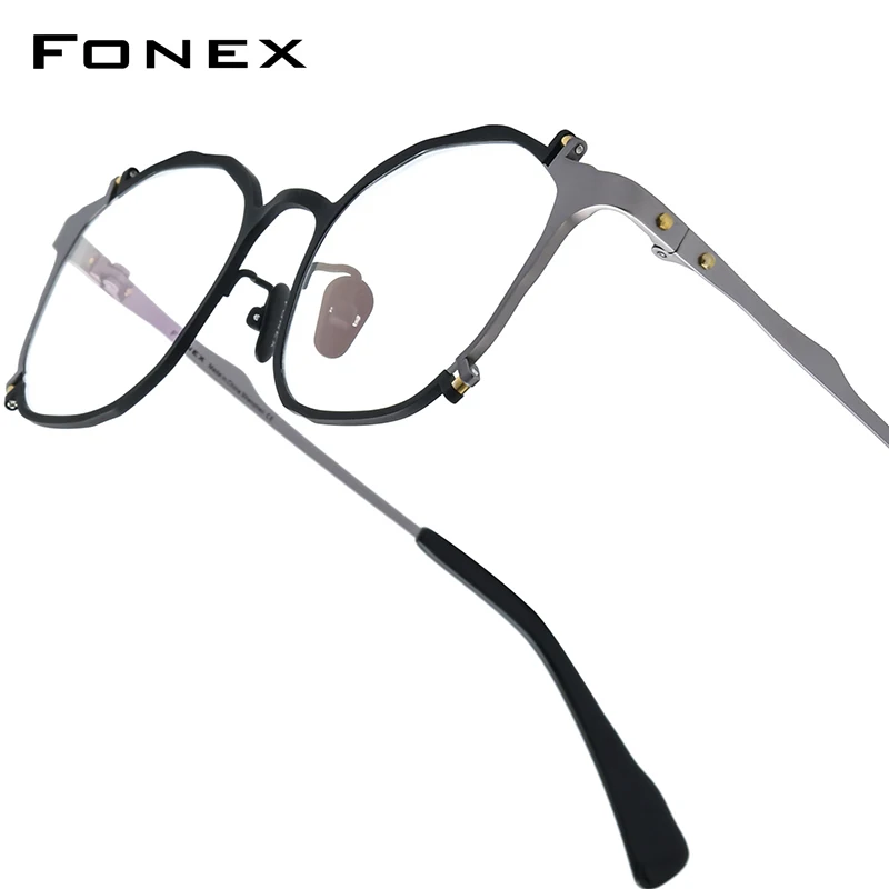 

FONEX Titanium Glasses Frame Men Fashion Brand Design Vintage Square Eyeglasses Women Retro Japanese High Quality Eyewear 758