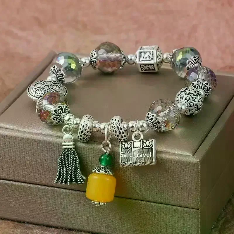 Retro Ethnic Style Lucky Safety Bracelet Pray For Blessings HandString Jewelry For Women Men Girlfriend Bijoux Pulseras Jewelry