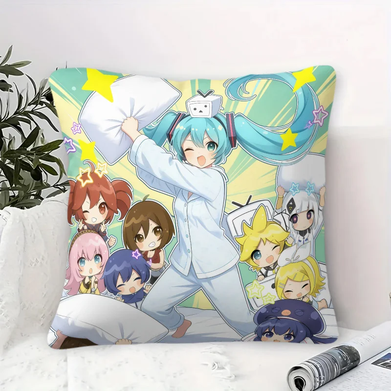 

Hatsune Miku Pajama Party Throw Pillow Zipper Closure, Soft Anime Seat Cushion Nap Pillow, Bedroom Sofa Accent Pillow Fans Gift