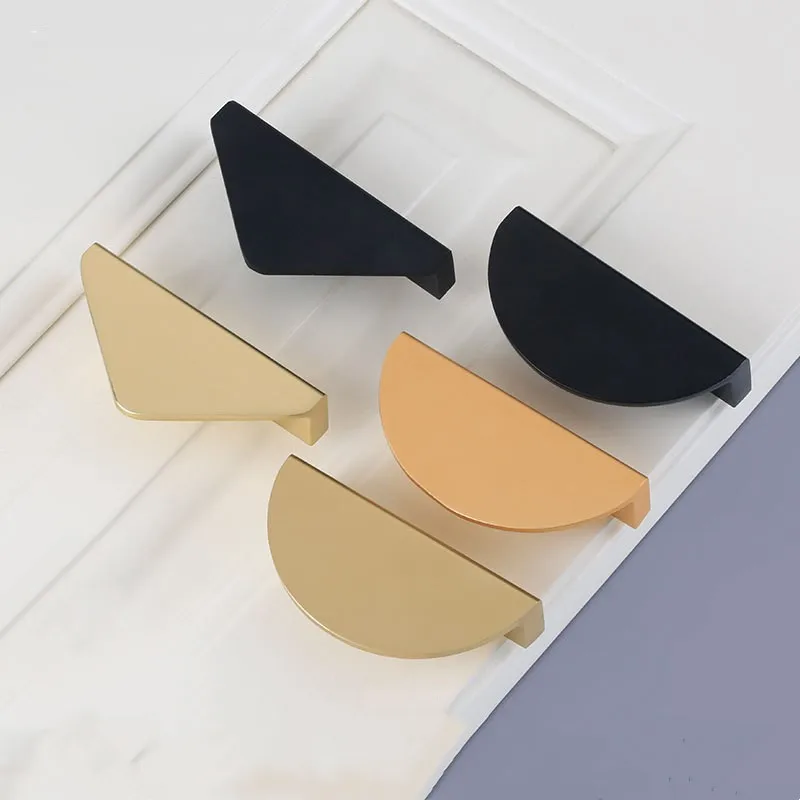 1pcs Half Moon Cabinet Door Pull Modern Moon Shape Closet Handles Black Brass Gold Wardrobe Semicircle Knobs Furniture Handles