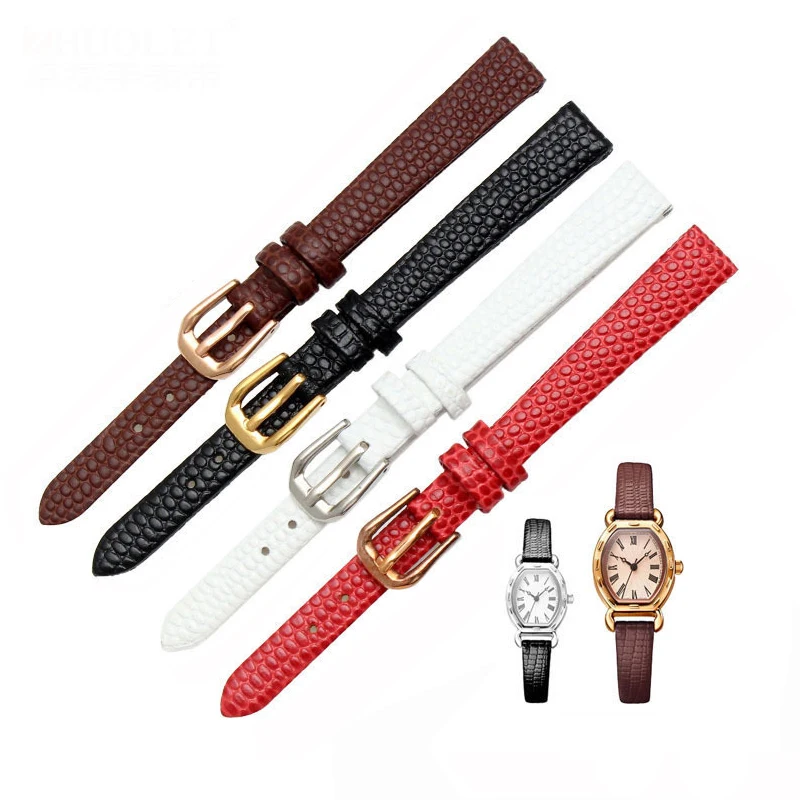 Small Size Cow Leather Strap For AJIDOU Time Stamp Fossil Poly Time Watchband Women's Watch Chain Bracelet 8mm 10mm 12mm 14mm