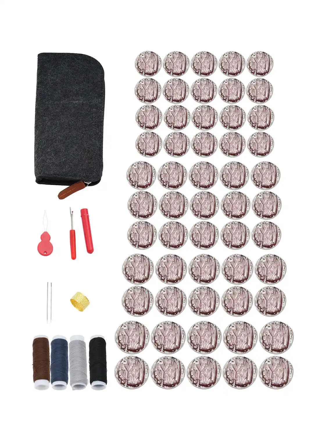 

55PCS/Lot Vintage Style Textured Gradient Pink Buttons Shank Back Sewing Repair Kit 4 Sizes