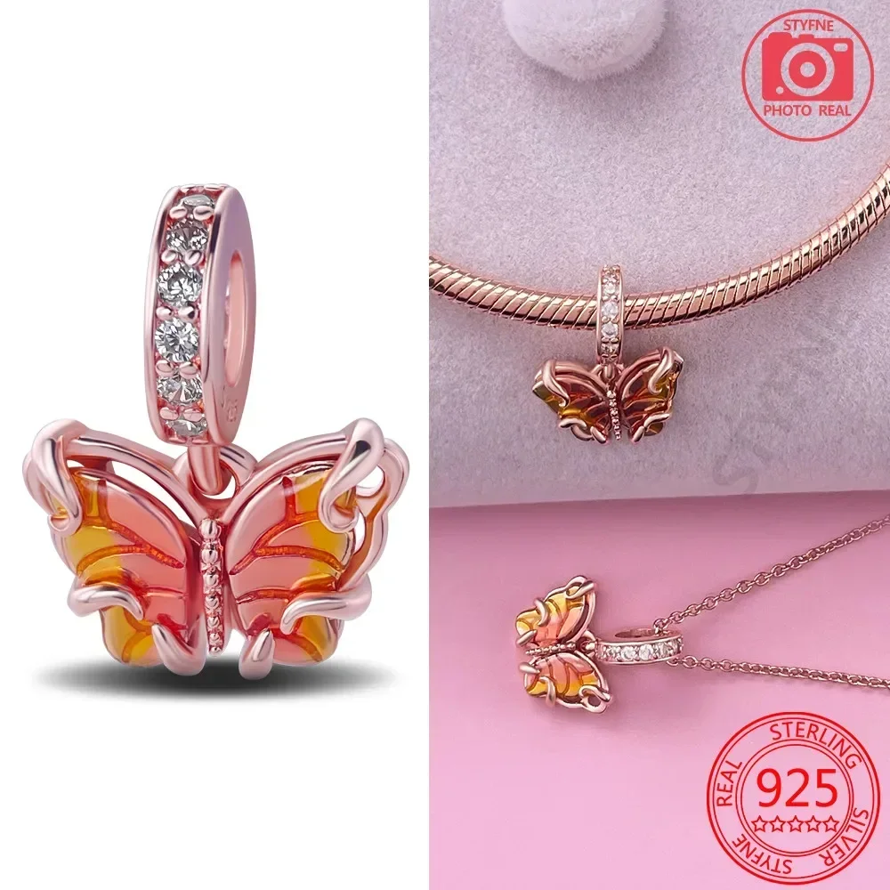 925 prata esterlina colorido borboleta abelha inseto charme contas adequado para pulseira original feminino fino diy jóias fazendo