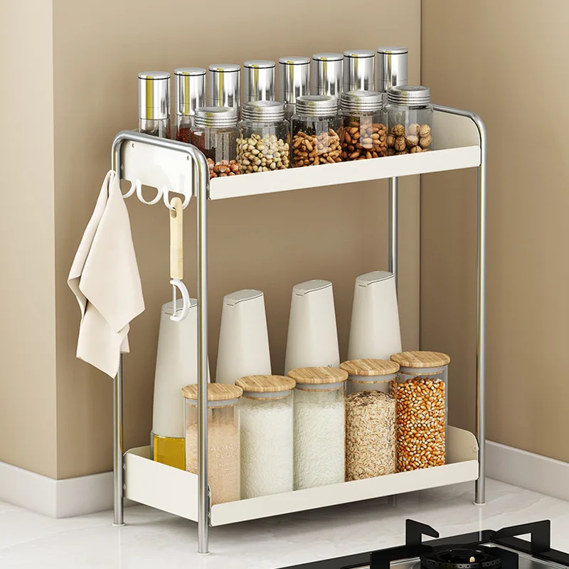 ชั้นวางของในครัวสีขาวนม, ชั้นวางสำหรับเก็บกระปุกเครื่องปรุงรส, ชั้นวางสำหรับเก็บแก้วน้ำ