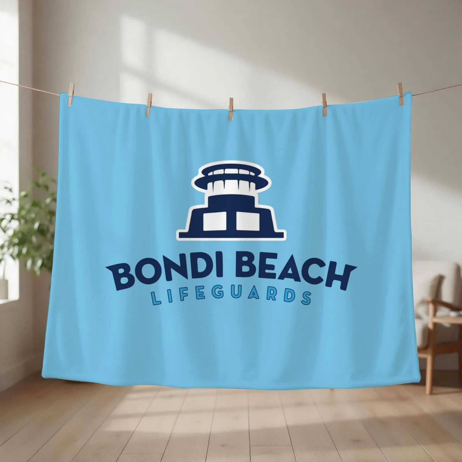 Bondi Rescue Blue Throw Blanket couch cozy soft plush fuzzy picnic outdoor blanket