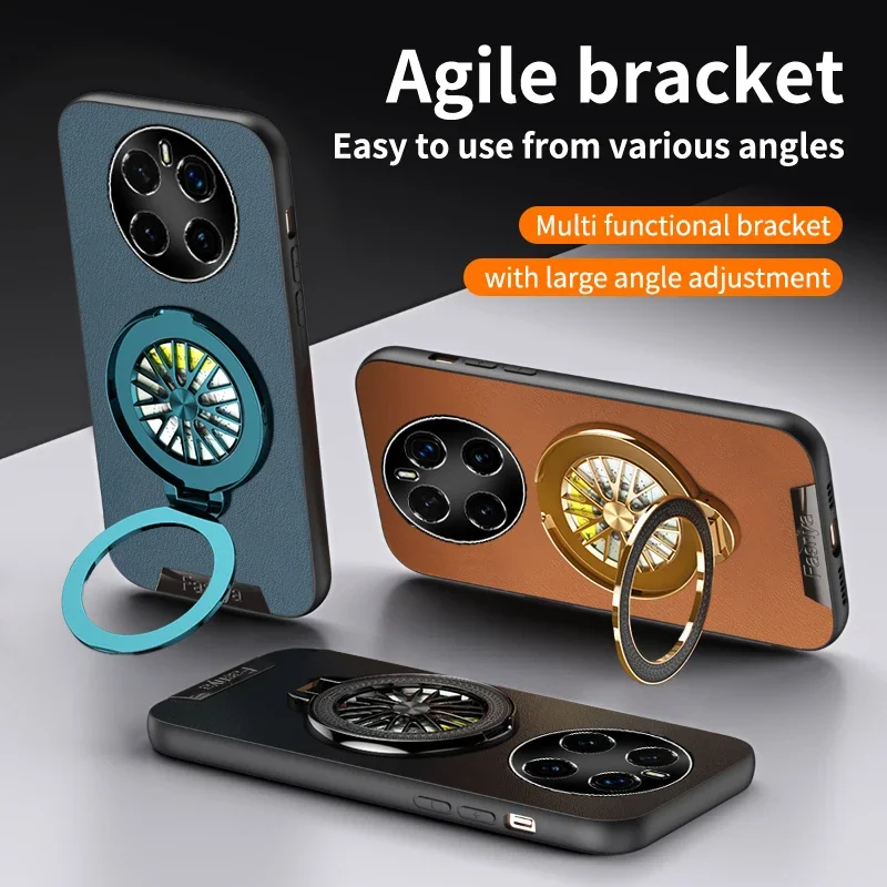 Voor Honor Magic 4 6 Pro 5 7 Lite 5G Telefoon Case Leer Zwart Lens Beschermen Metalen Ring houder Zachte Siliconen Anti-Drop Cover Cases