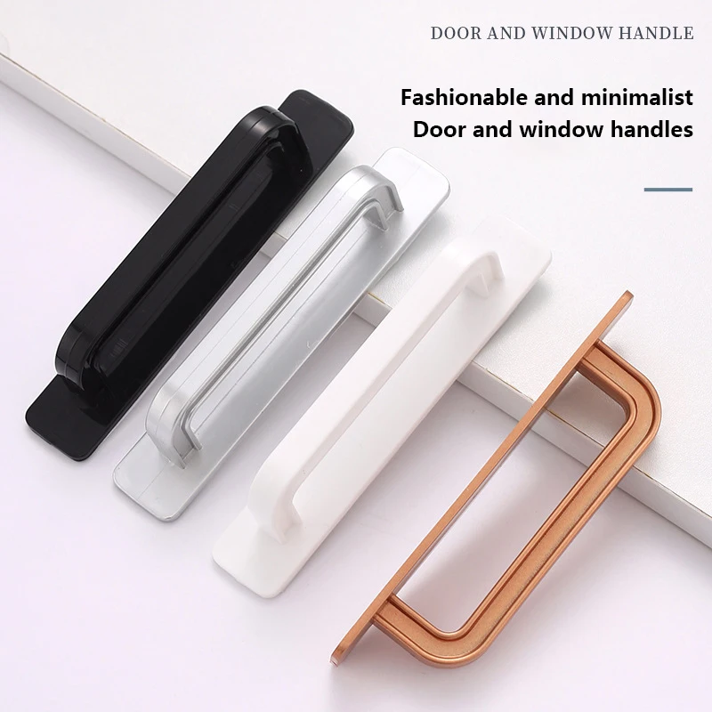 2Pcs Punch-free Self-adhesive Wardrobe Door Handle Paste Sliding Door Knob Pulls Window Cabinet Drawer Handles Auxiliary Device