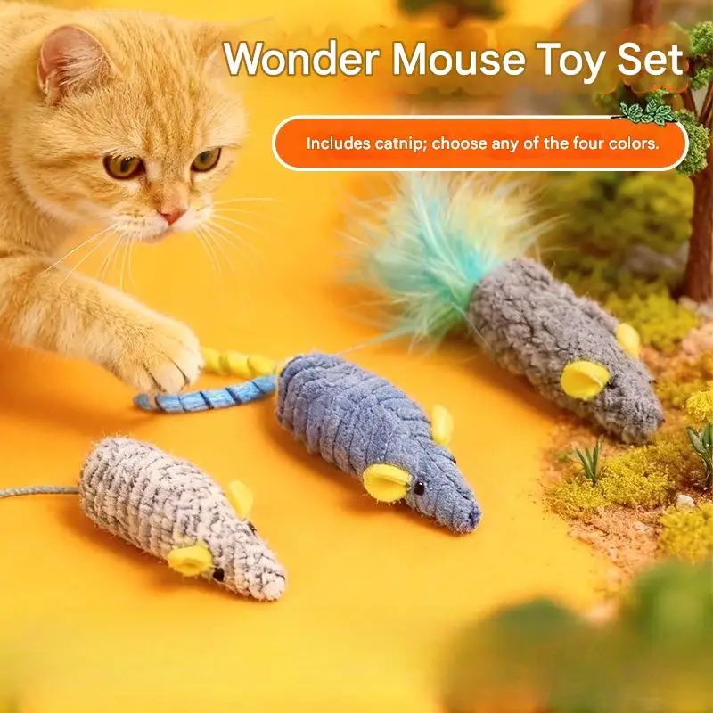 

3PCS Catnip Toy Set for Cats, Simulation Mice with Sound, Safe Material, Multiple Colors