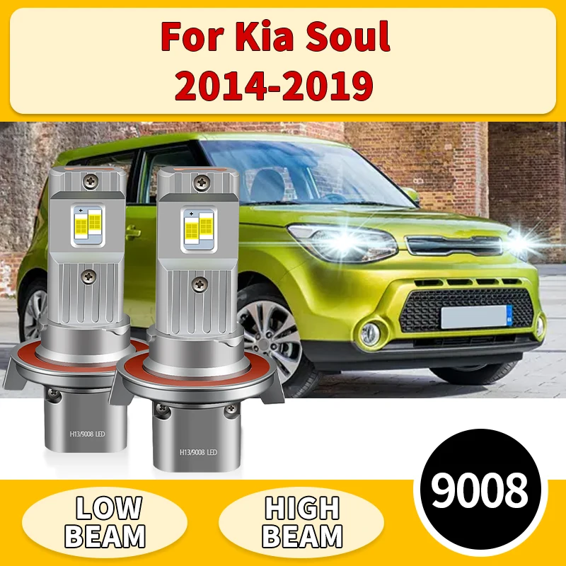 

2 шт. 30000LM светодиодные фары H13 9008 автомобильные фары 6000K дальнего ближнего света белые для Kia Soul 2014 2015 2016 2017 2018 2019