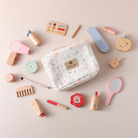 Baby Wooden Pretend Play Makeup Toys Simulation Cosmetics Set Girls Play House Hairdressing Simulation Make Up Preschool Toys