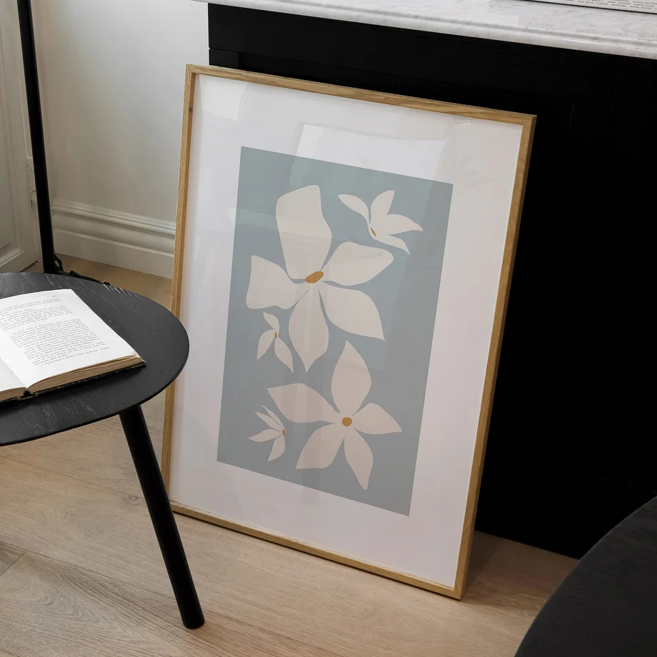 Pintura en lienzo de flores abstractas azules a la moda, arte de pared, decoración del hogar, carteles, impresiones para decoración nórdica del hogar y la sala de estar