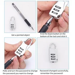 1PCS Portable Alloy Mini Lock Padlock Safe Combination Code Padlock For Luggage Zipper Backpack Travel Luggage Anti-theft