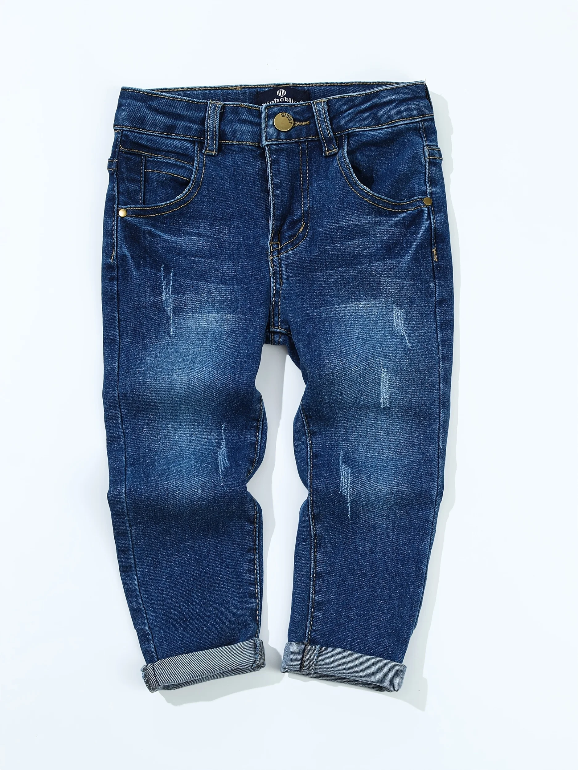 

Boys' Fashion Street Style Cargo Jeans, Classic Denim Pants for Spring & Fall, Solid Color, Teenagers Fashion Trousers
