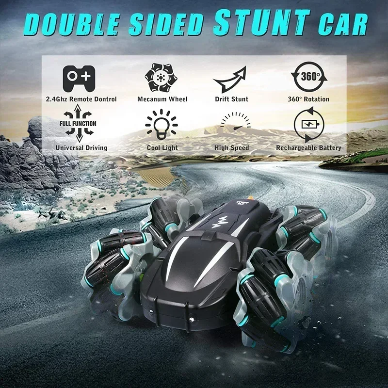 RC Car 4WD Drift Stunt Car 360 Degree Rotating Remote Control Gift Drift Off-road Car Racing Machine Model Kid Girl Birthday Toy