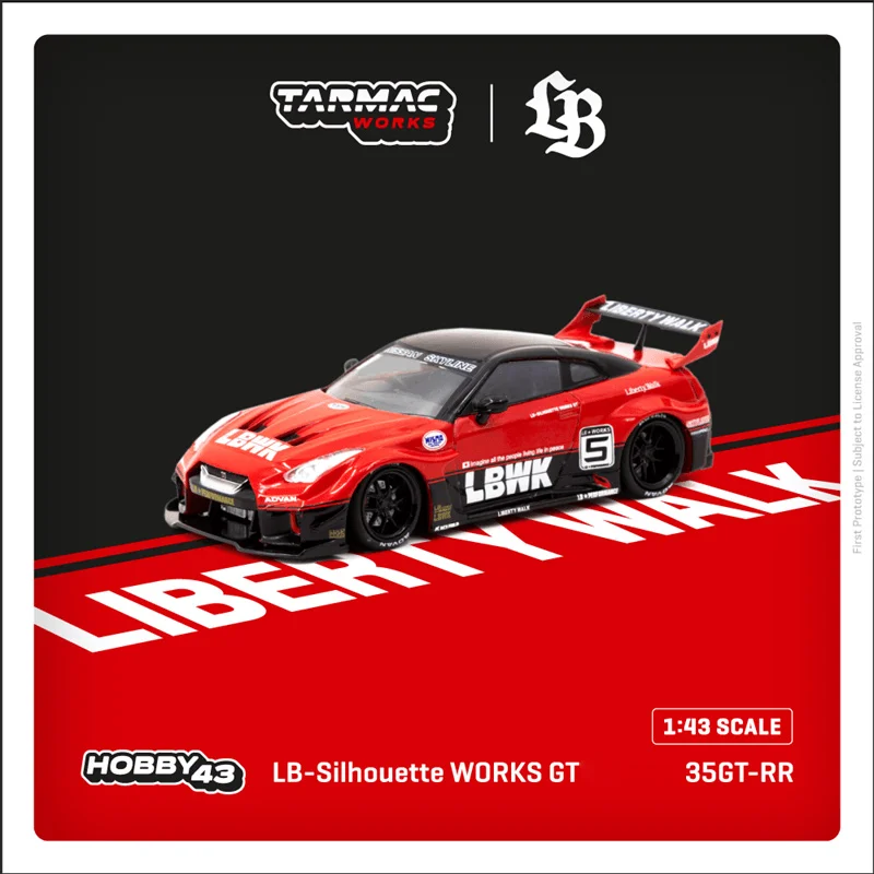 

**Pre-Order** Tarmac Work 1:43 LB-Silhouette WORKS GT 35GT-RR Silhouette Red Black Diecast Model Car **Pre-Order**