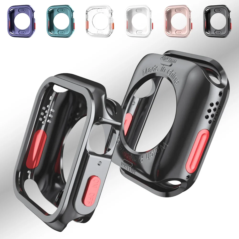 Rugged Case For Apple Watch Case 9/8/7 45mm 44mm 41mm 40mm Soft TPU Bumper Protective Cover for iWatch Series 6/SE 2/5 4