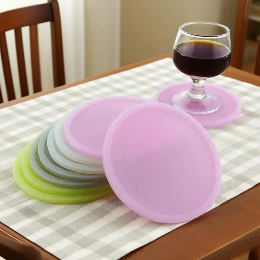 

4 шт., 10 см, флуоресцентные силиконовые подставки, круглые светящиеся подставки для воды, простые нескользящие теплоизоляционные сливные подставки