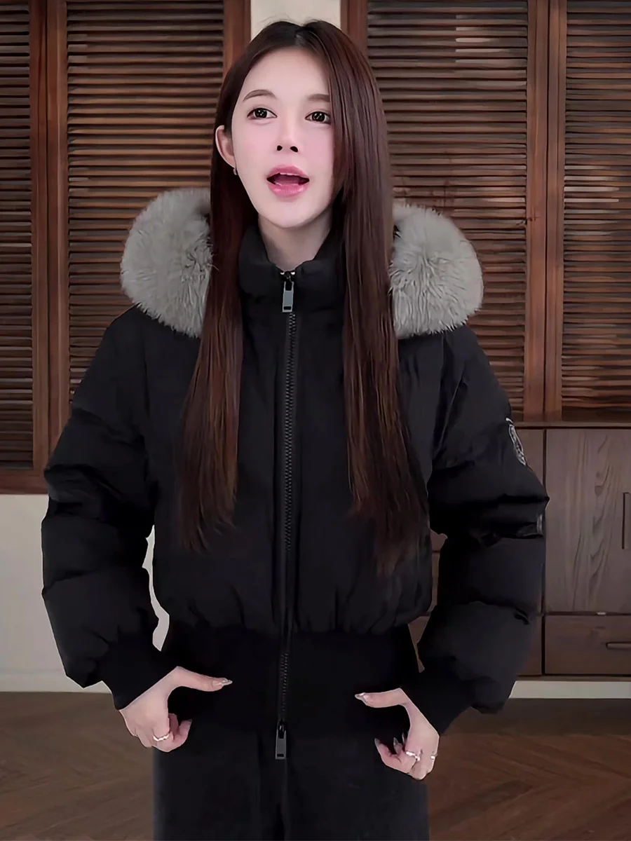 

Повседневная утепленная женская куртка-пуховик с натуральным меховым воротником, теплая, приталенная, зимняя верхняя одежда