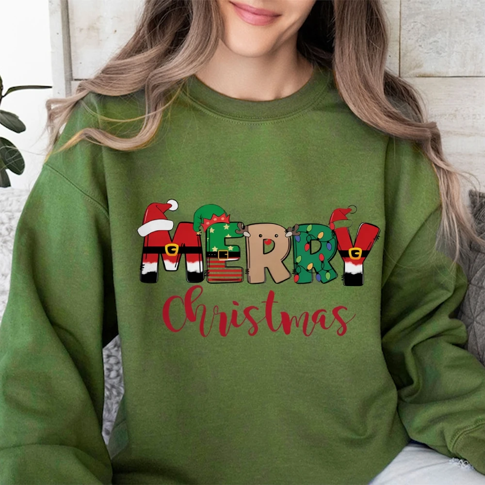 Merry Christma Top 100% Cotton Pullover Unisex Hoodie Long Sleeves Y2K Style High Street Sweatshirt Comfort Cheap Sportwear