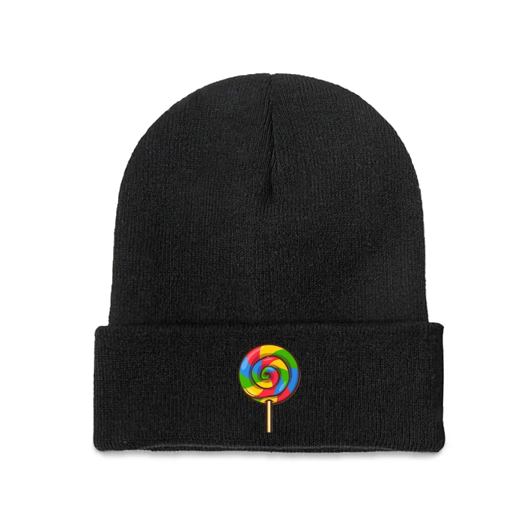 

Lollipop Rainbow Sucker Candy Halloween Costume Winter New Versatile Hat For Men Women Outdoor Warmth and Cold Hat Knitted Hat