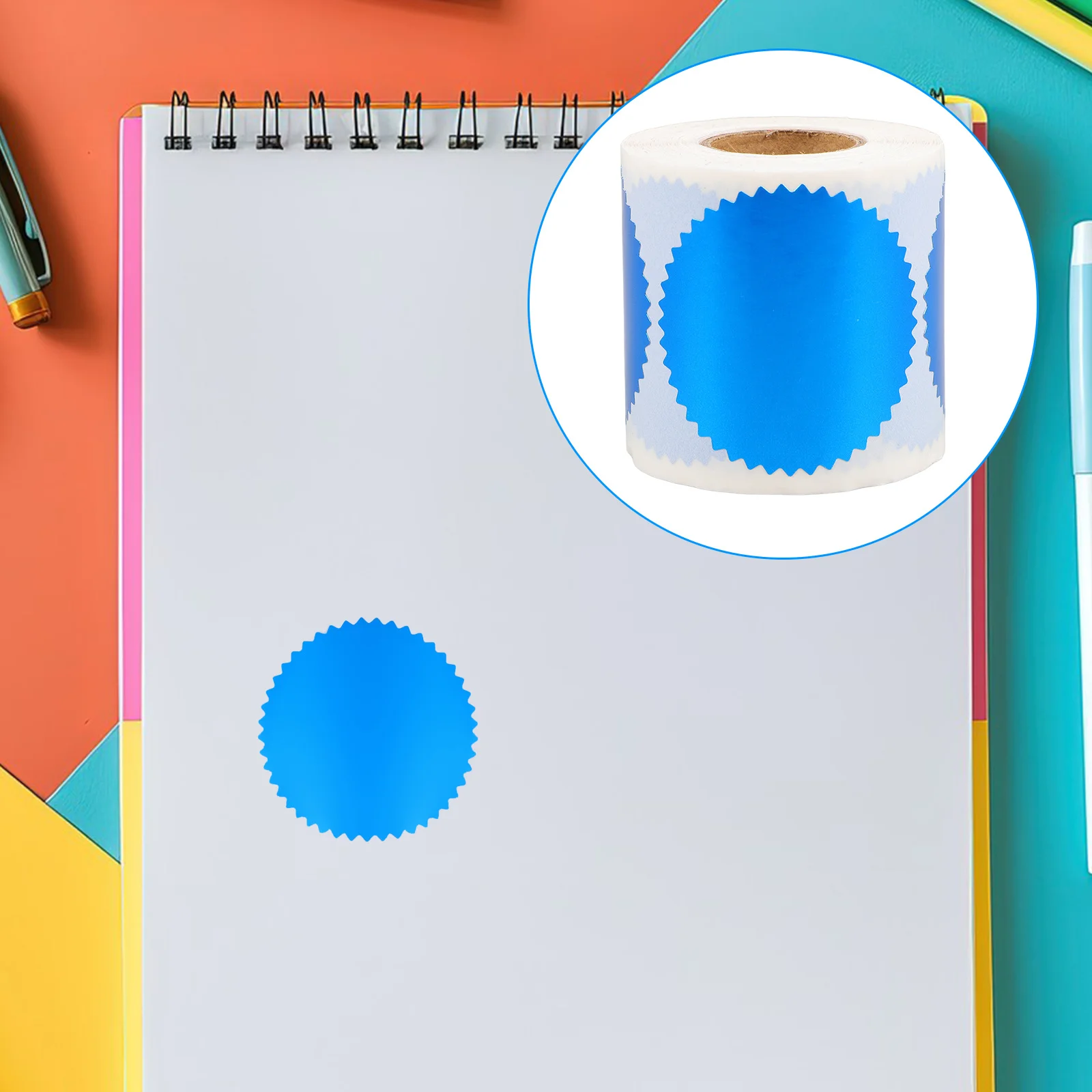 

250 шт., наклейки со стальной печатью, синий зубчатый край, тисненый сертификат, награды, выпускной конверт, официальные уплотнительные этикетки для документов