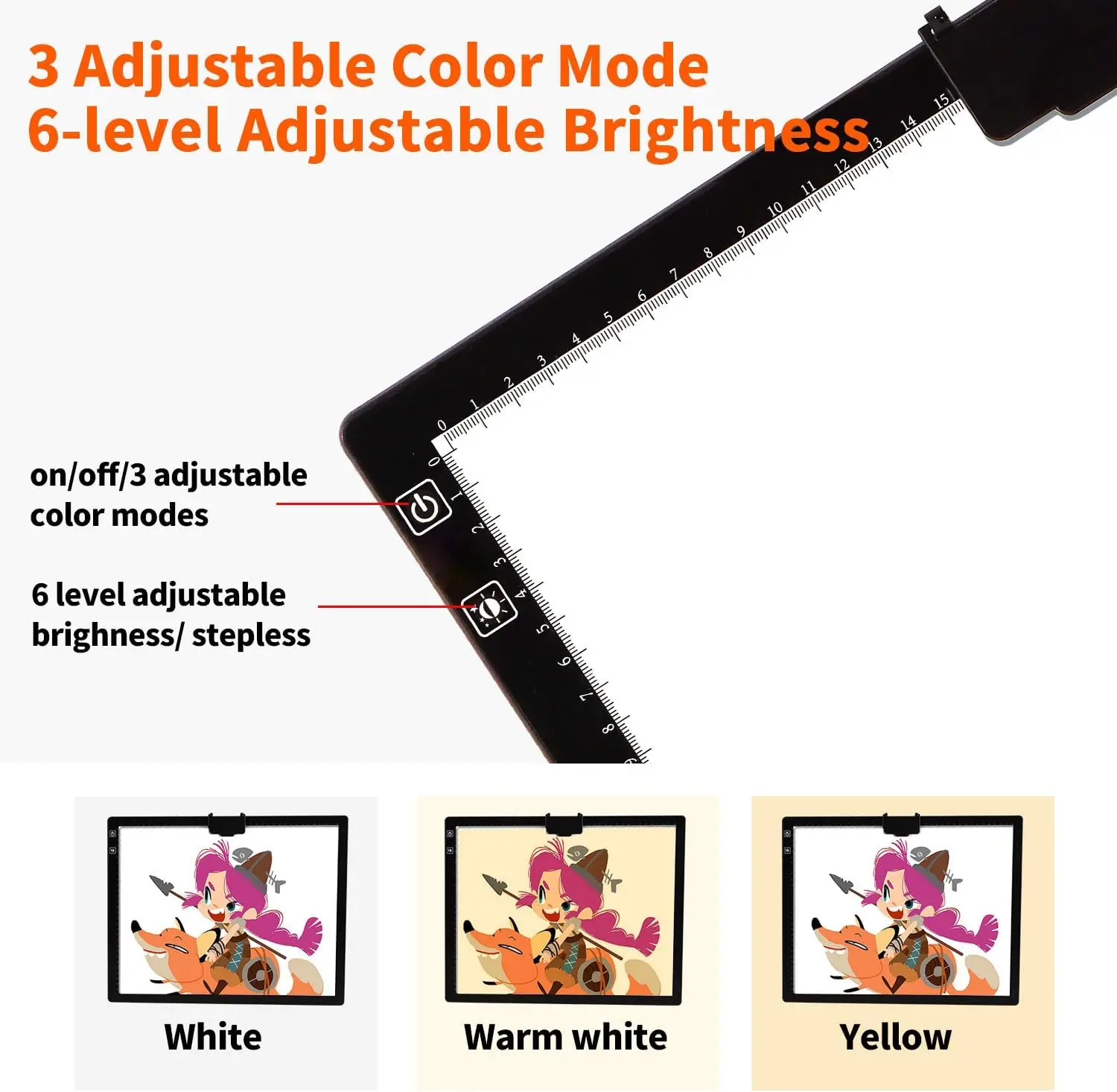 KOBAIBAN Wireless Rechargeable A3 LED Light Pad and Built-in Foldable Stand, 3 Color Tone, 6 Levels of Brightness