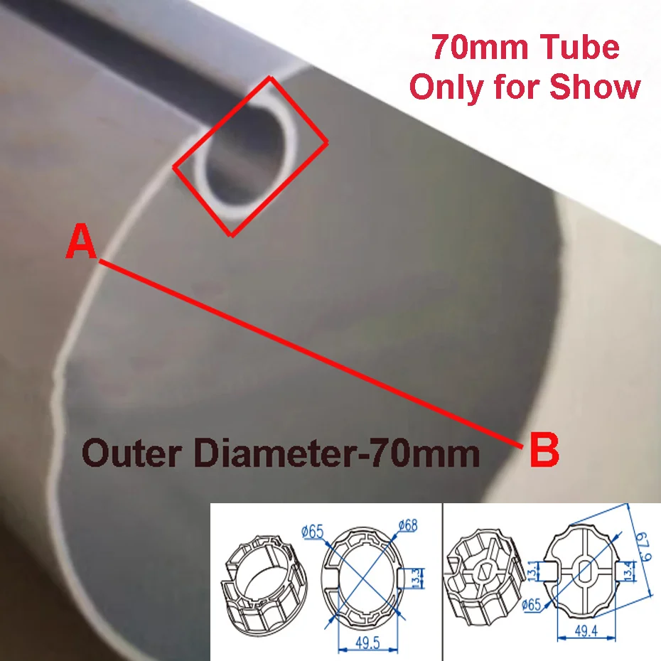 Adaptador de coroa + unidade para persianas rolantes motorizadas/atendamento/pára-sol, para motor tubular A-OK Dooya Tuya com diâmetro de 45 mm, tubo de diâmetro de 70 mm