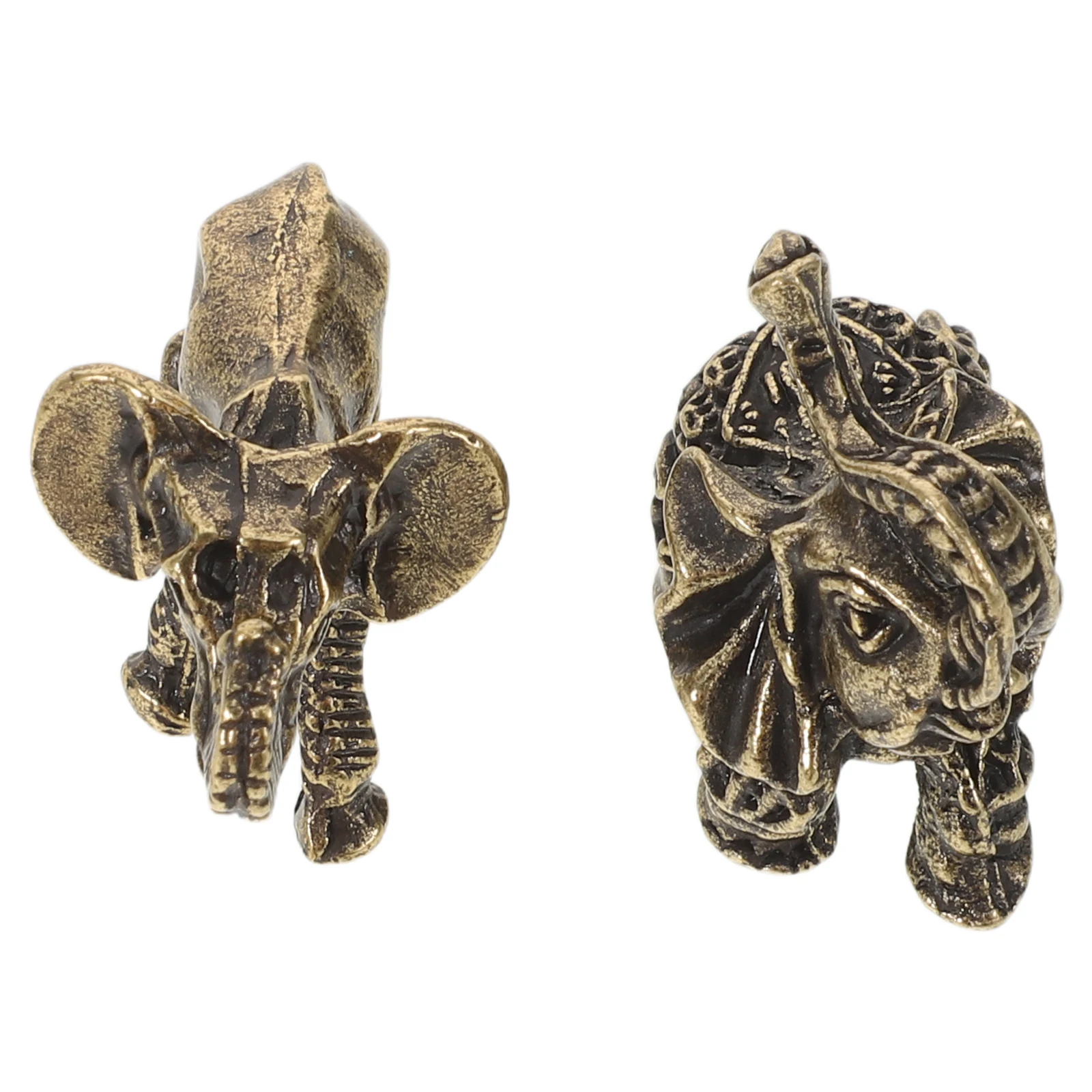 

2Pcs Decorative Elephant Statue Solid Brass Animal Handicraft for Feng Shui Decorations Wealth Luck Tea Pet Statues Home Office