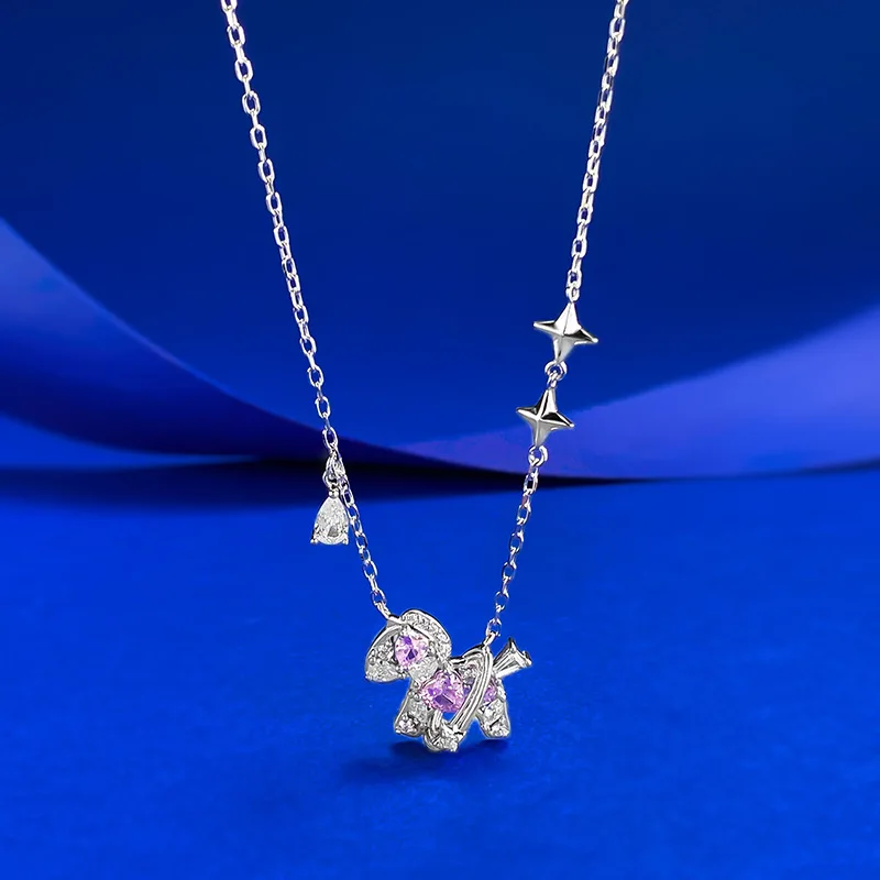 

Серебряное колье S925 с розовым звездным небом и пони, свежий дизайн, легкая роскошь, премиум-качество, изысканный подарок, женские украшения