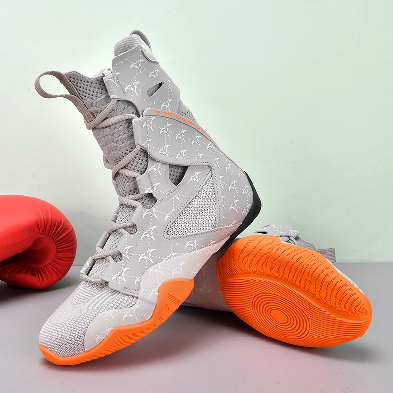 Men Non-Slip Boxing Shoes Comfortable Combat Struggle Lightweight Big Size High Top Male Professional Wrestling Shoes Training