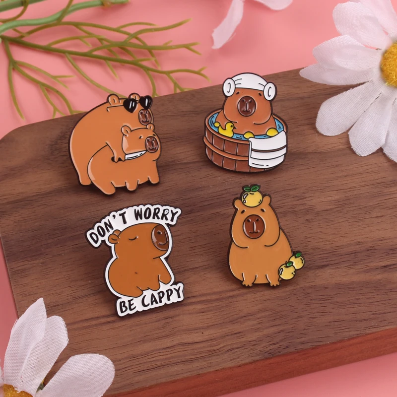 Cute Capybara Enamel Badges, Fun Animal Brooches, Clothes, Bags and Accessories. Brooches Enamel Pin
