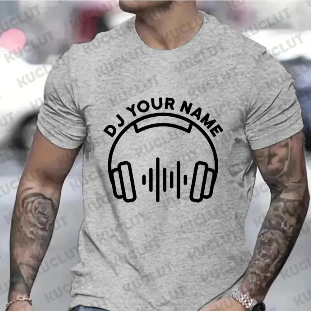 Tshirts for Men Personalized Custom DJ Name T-Shirt Music Love Tshirts Short Sleeve DIY Tees Disc Music DJ Shirt Unisex Y2k Tops