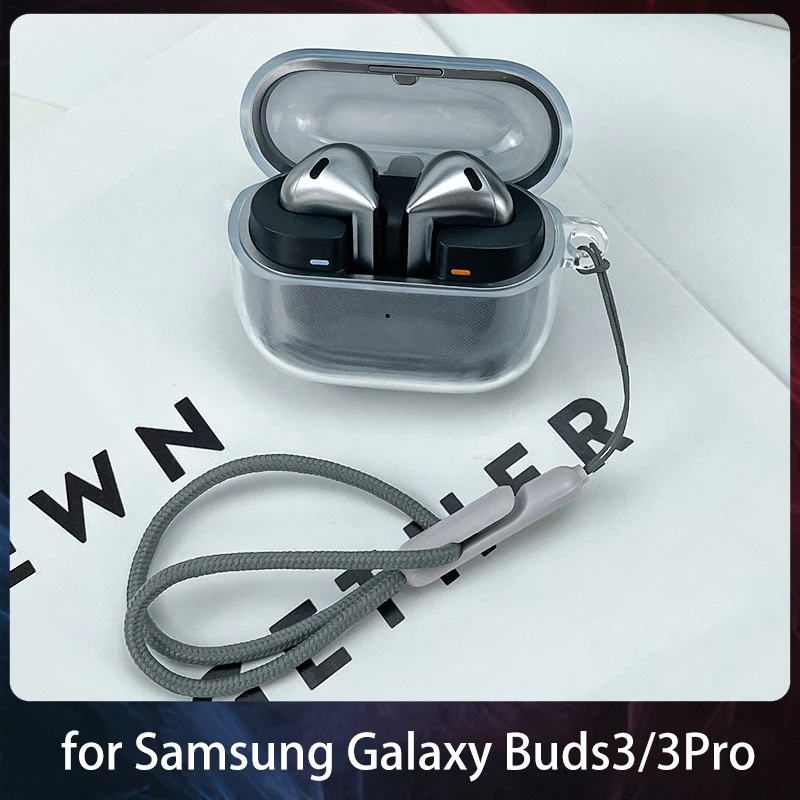 

Clear Earphone Cases For Samsung Galaxy Buds 3 Pro 3Pro Buds3 Case Transparent Cover Funda With Lanyard Protective Cover