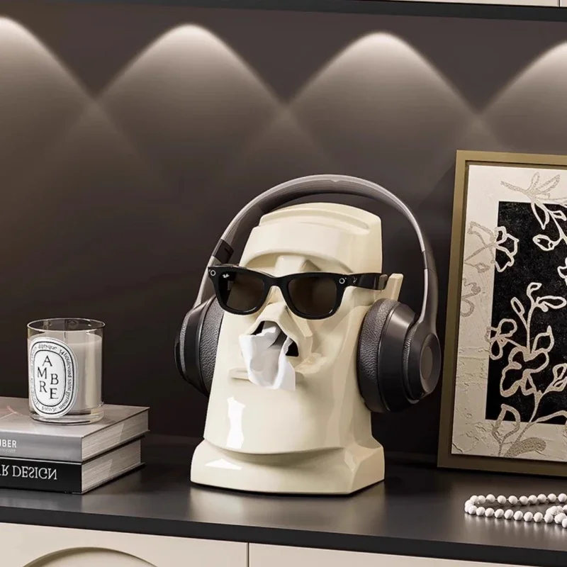 Stone statue tissue box, living room light luxury high-end creative home coffee table pumping carton