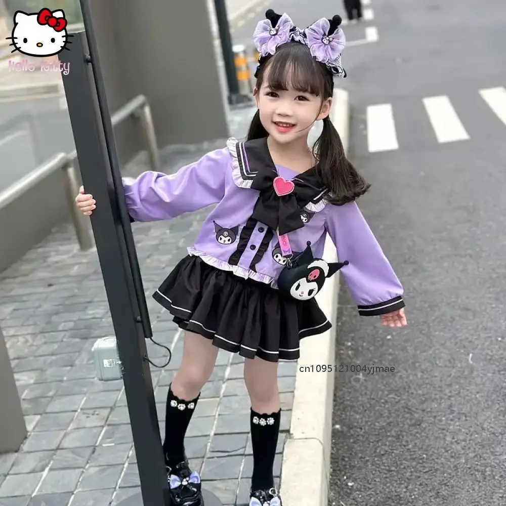 

Kuromi Sanrio детская плиссированная юбка в академическом стиле для косплея, подарки на день рождения для девочек, кавайная одежда с героями мультфильмов, детская униформа Jk